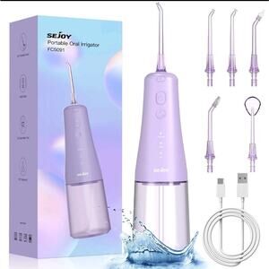 SEJOY Water Flosser Cordless 300ML Travel Oral Irrigator Teeth Cleaner 6Jet Tips